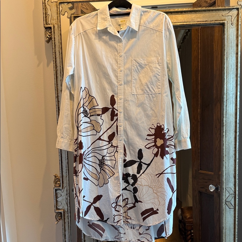 Anthropologie Floral Button-Up Shirt Dress